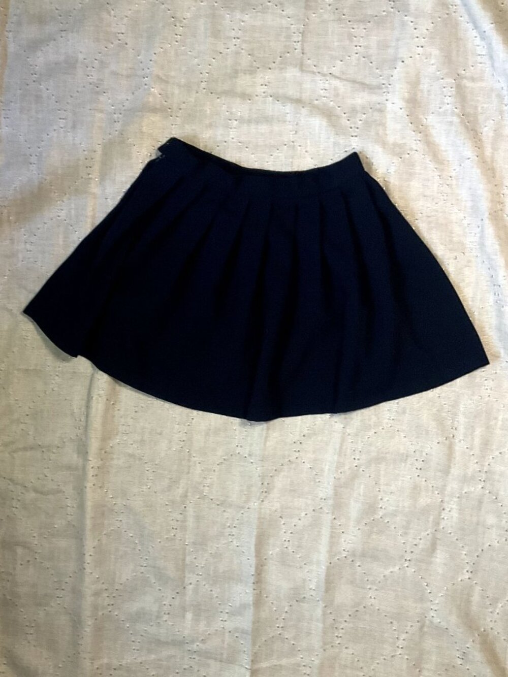 Navy Blue Pleated Miniskirt